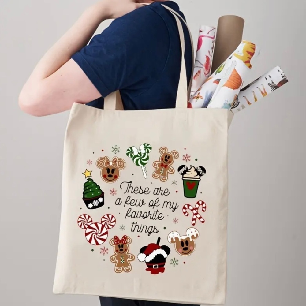 🎄 Mickey Mouse Christmas Inspired canvas tote bags